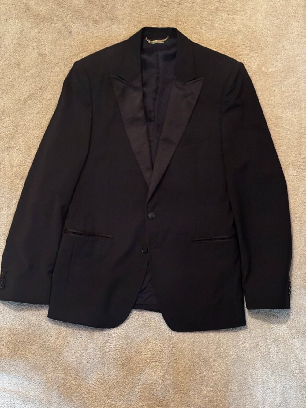Dolce & Gabbana Black Tuxedo Blazer Jacket Satin Lapel Virgin Wool IT 48 US 38